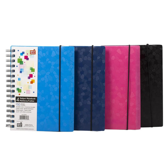 O.Wks, Notebook, 4-Subject, Ruled 6.25"X 8", 150sheets
