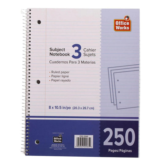 O.WKs. 250-P 3-subject 8x10.5" Coil Book (HZ)