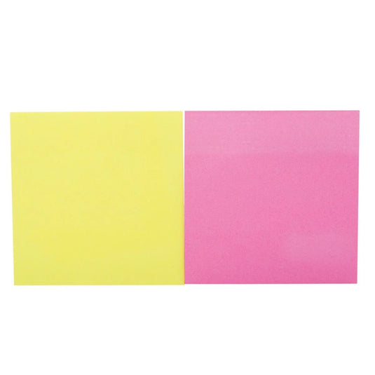O.WKs. 50-sheet Sticky Notes, 2-pack 75x75mm, Neon Col., pbh