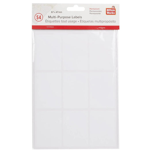 O.WKs. Multi-Purpose Label, 54pcs, 67x47mm, PBH