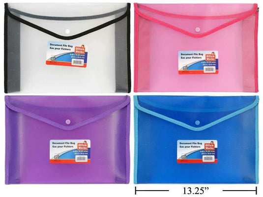O.WKs. 9.25x13.25" Document File Bag, 4 Colours, label