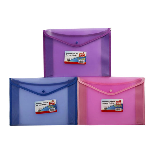 O.WKs. 9.25x13.25" Document File Bag, 4 Colours, label