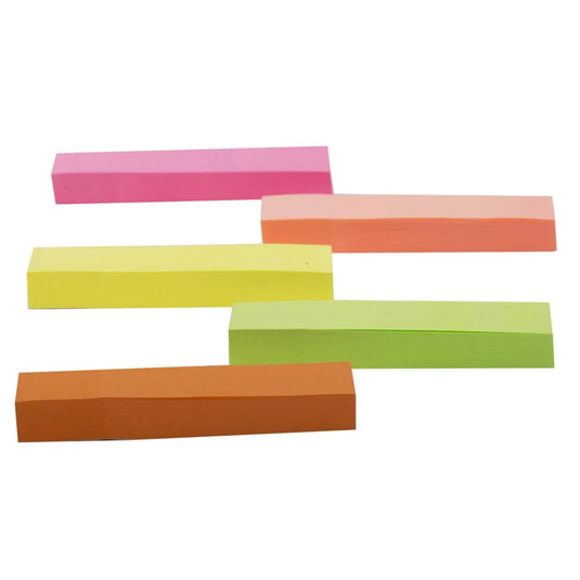 O.WKs.100-sheet Sticky Notes, 5-pack 76x15mm, Neon Col., pbh