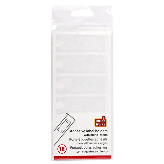 O.WKs. 18pcs Adhesive label holder w/blank insert card. OPP bag w/hdr