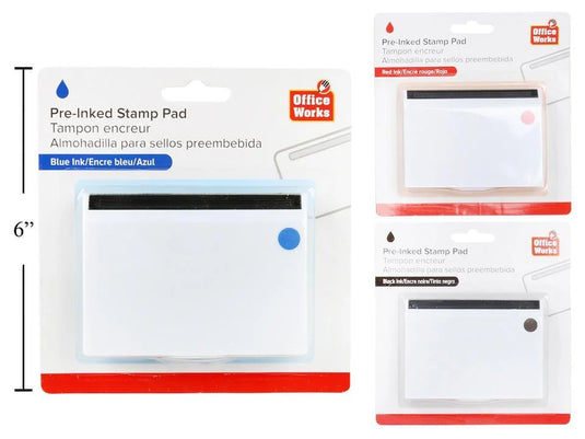O.WKs. Pre-Inked Stamp Pad, 3 Col. 12 Blk, 8 Blue, 4 Red (HZ)