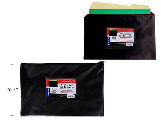 COURIER BAG NYLON COVER 15X10.2" W/ZIPPER, BLACK 38.5X26CM ( W/ LABEL INSERT SLOT 4.5X6" )