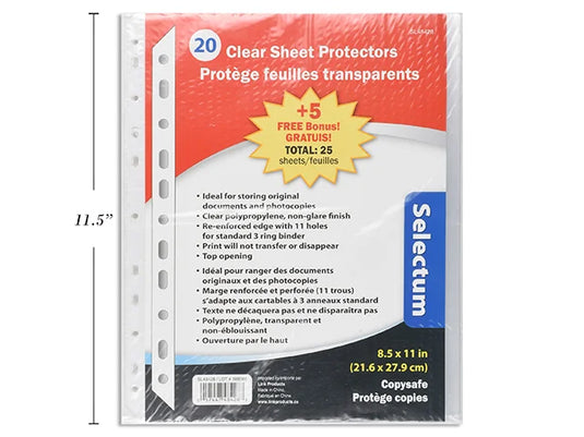 25 PK PAGE PROTECTORS 8.5X11" VALUE PACK COPY SAFE