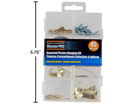 H.E. Master Pro, 45-pc Assorted Pic Hanging Kit, pvc bx w col.