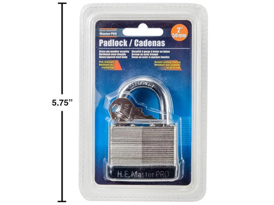 H.E. Master Pro, 2" Laminated Padlock, clamshell(HZ)