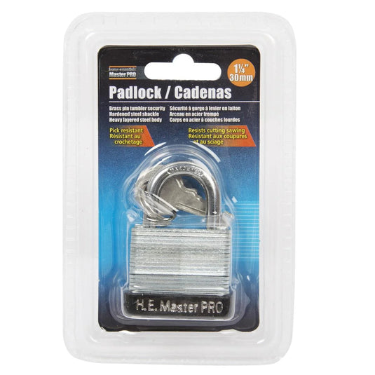H.E. Master Pro, 2" Laminated Padlock, clamshell(HZ)