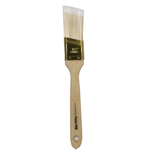 H.E. Paint Pro, 1.5" Angled Paintbrush, Wooden Handle, slv card