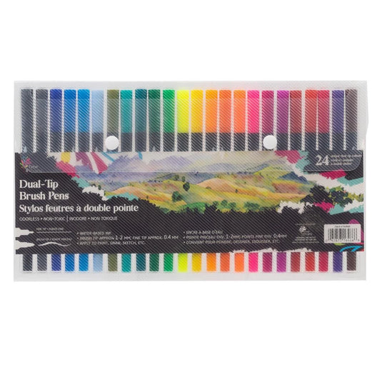 T4C, 24-pc Dual-tip brush pens, watercolor