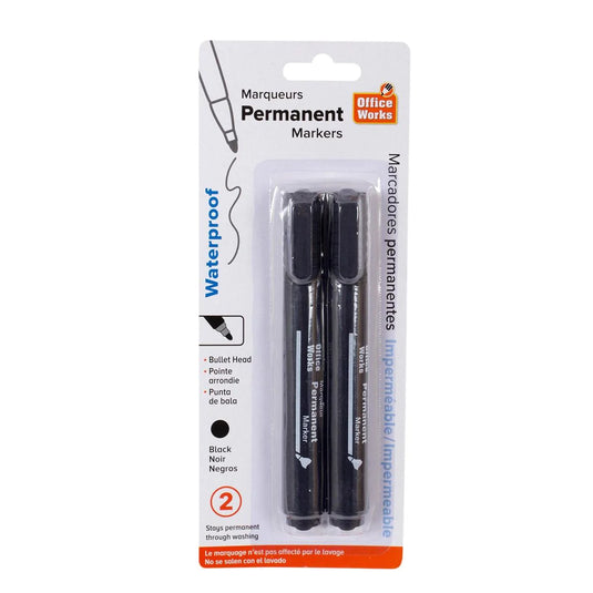 O.WKs. 2-Pk Permanent Marker in Black, b/c
