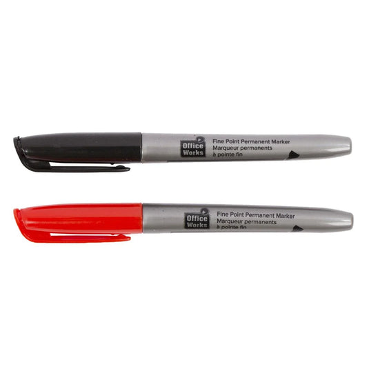 O.WKs. 2-Pk Fine Point Permanent RD&BLK / BLU/BLK