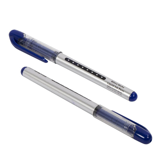 O.WKs. 2-pc Liquid Ink Pens, Blue Ink, b/c