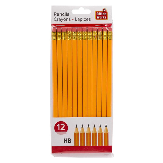 O.WKs. HB Pencil w/ Eraser, 12-pc, pbh