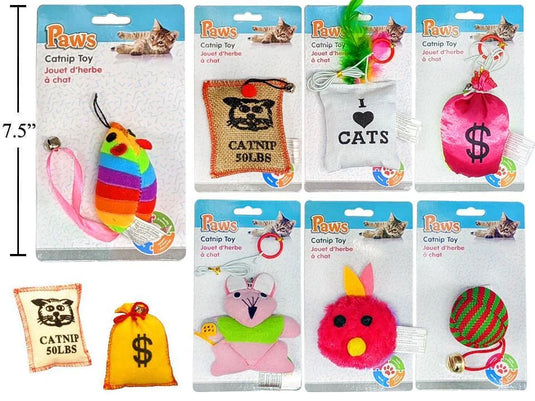 PAWS. Catnip Toys, tie on card