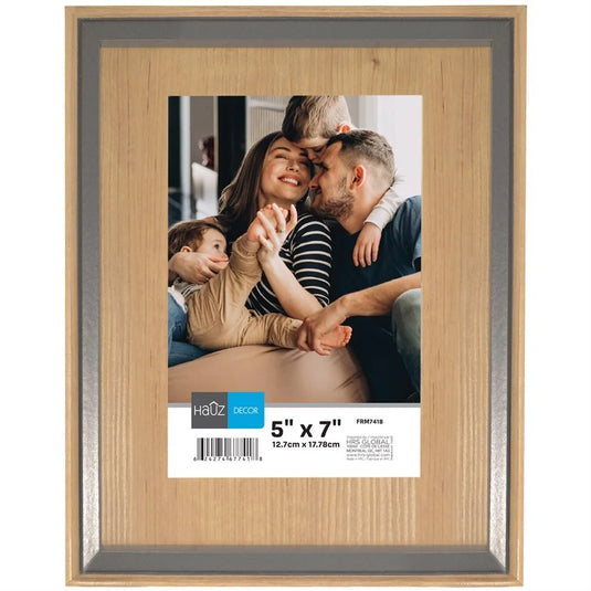 FRAME LIGHT WOOD LOOK WITH GREY BORDER 5X7