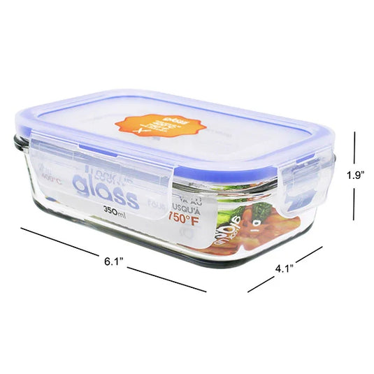 Oven Safe Glass Lock Lid Rectangular 350ml