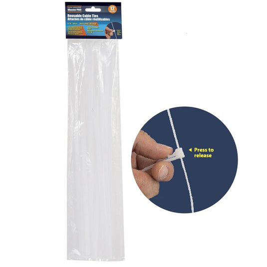 H.E. Master Pro, Reusable Cable Ties 12-PC, 8mmx15.7", header card