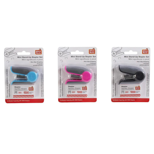 O.WKs. Mini Grip Stapler set w/1000 Staples