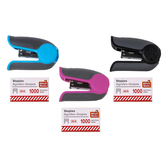 O.WKs. Mini Grip Stapler set w/1000 Staples