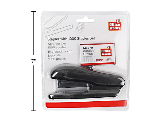 O.WKs. 26/6 Stapler+1000 Staples Set, BLK, clam pack (HZ)