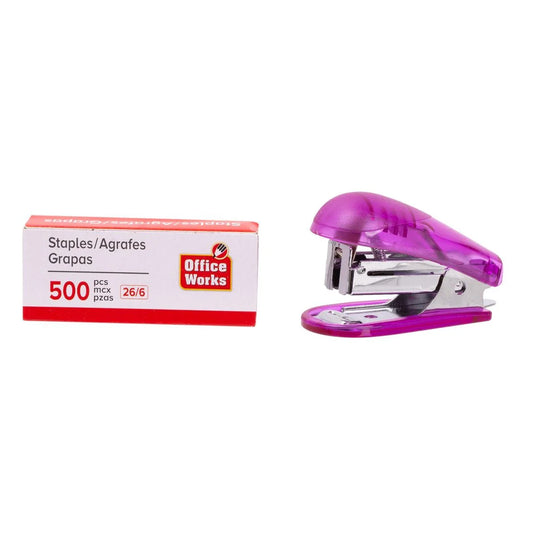 O.WKs. Mini Stapler w/500 Staples