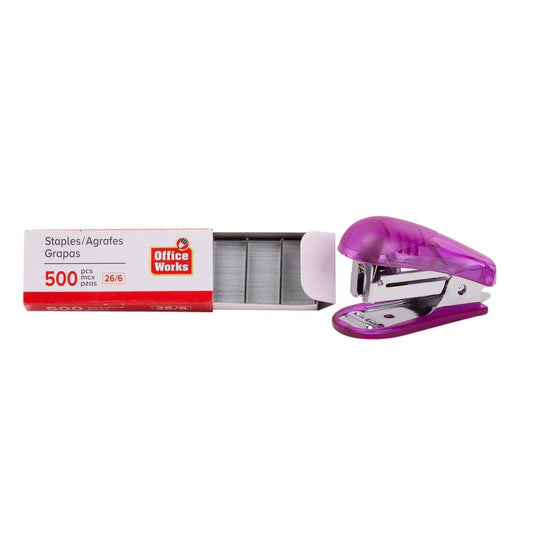 O.WKs. Mini Stapler w/500 Staples