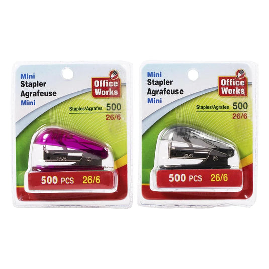 O.WKs. Mini Stapler w/500 Staples
