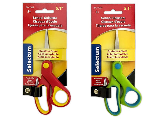 SCISSORS 5.1" POINTED TIP W/SOFT GRIP S/S 130MM LENGTH