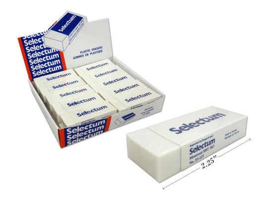 WHITE PENCIL PREMIUM ERASER W/SLEEVE, LATEX-FREE