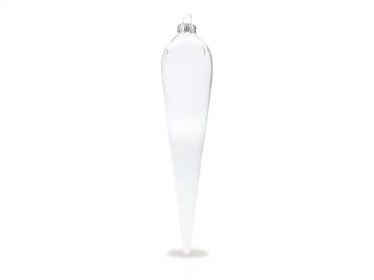 Seasonal Décor: 4.5cmx21cm Icicle Clear Glass Orn w/Metal Hanger
