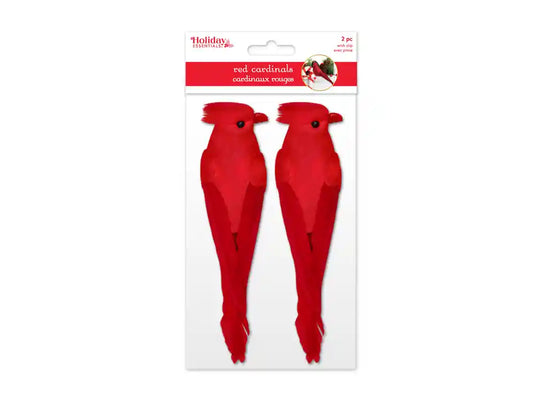 Holiday Decor: 5" Red Cardinals 2pc w/Gator Clip