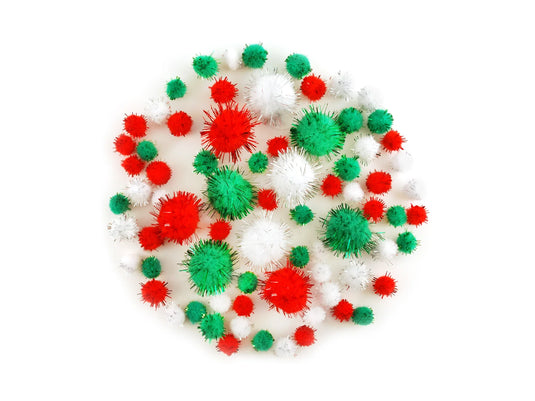 Seasonal Wonders: Tinsel-Poms 75ct Traditional Holiday