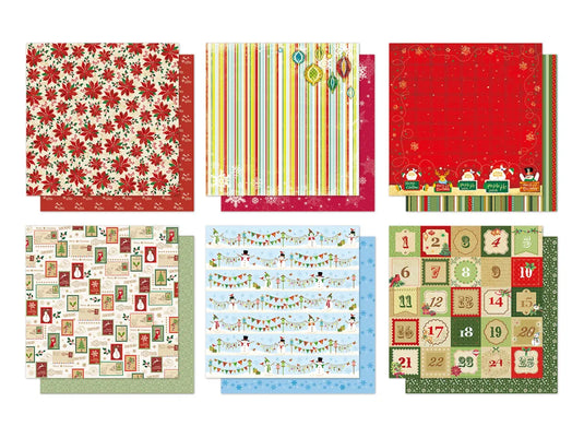 Holiday Cardstock: 12"x12" Glitter Embossed Dble-Sided 5eax6stl B) Merry Christmas