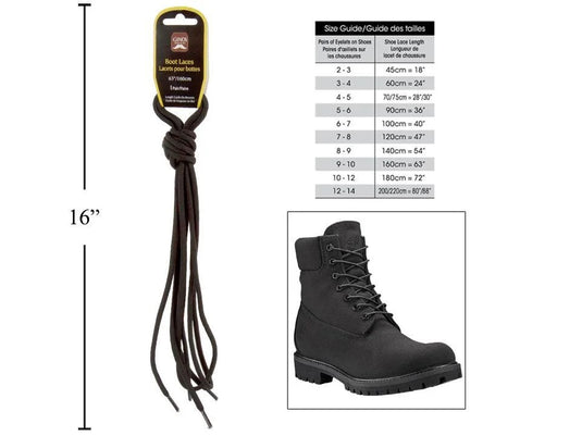 Gino's 63" Boot Laces, Black, H/C (HZ)