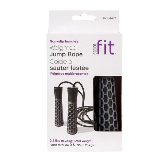 Bodico Fit, 0.5lb Weighted Jump Rope, 9ft, foam handles, window box