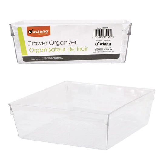 Luciano 6"x6"x2" Plastic Clear Drawer Organizer, label