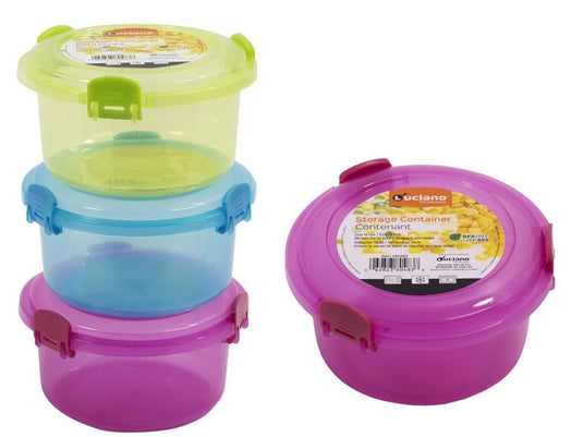 Luciano 21oz Round Container w/ Clip Lock, K/D