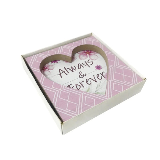 V'tines 2"x6"x6" Wooden Tabletop Plaque w/Cutout Heart