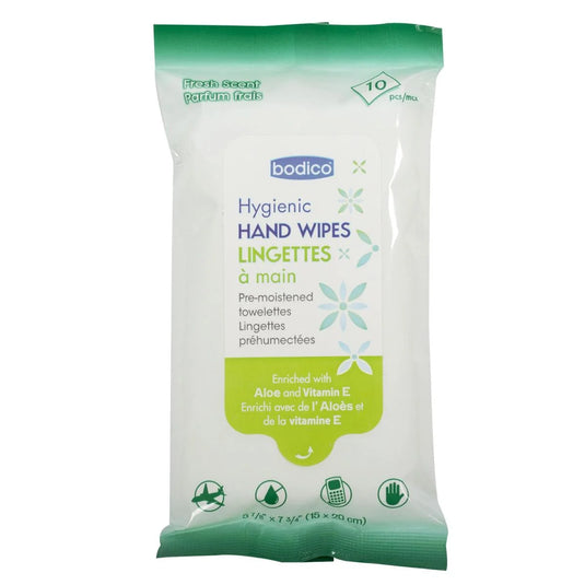 Bodico, 10-pc Hygienic Hand Wipes, 15x20cm, Printed Bag