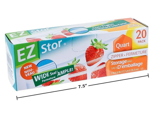 EZ-Stor 20-pc 7"x8" 1-quart Zipper Seal Bag